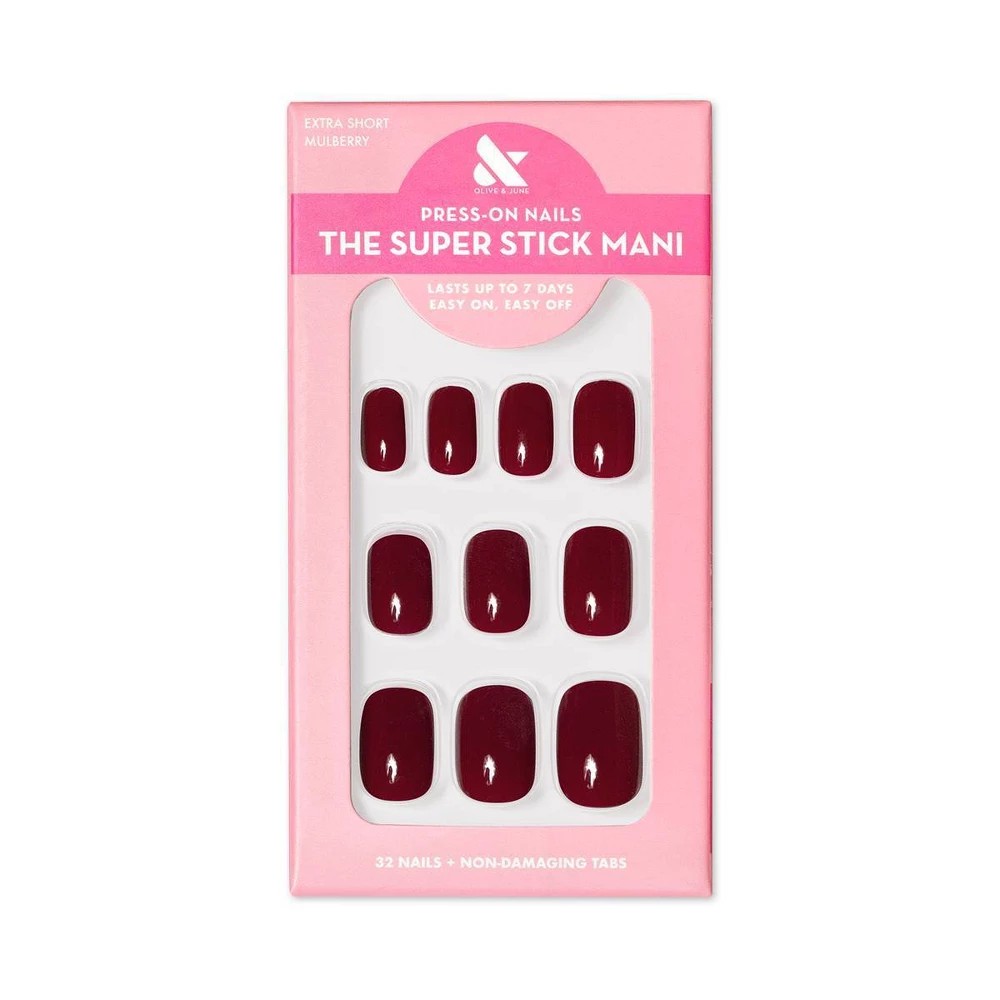 Olive & June Press on Nail Tabs - XS Squoval - Mulberry - 32ct - Bellso